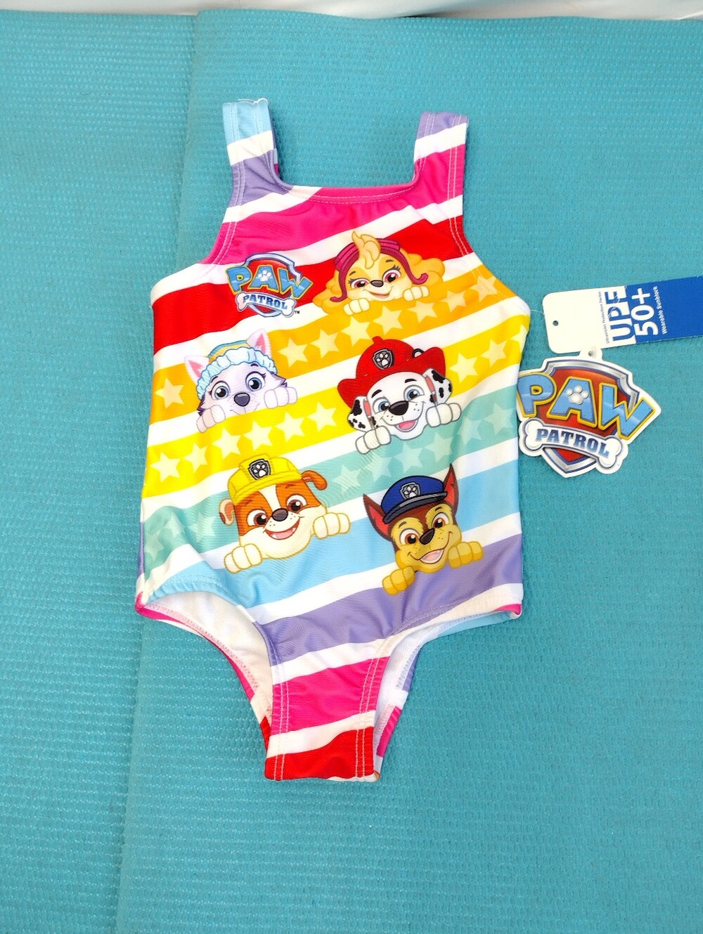 Paw Patrol Rainbow Stripe Girls' One-Piece Swimsuit - 2T
